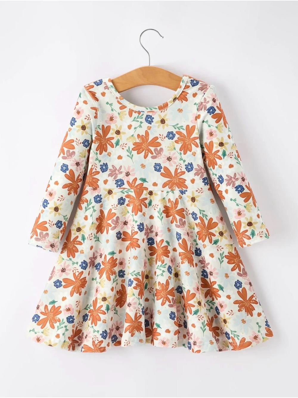 Rylee Faith Fall Floral Girls Dress Long sleeve Twirl Dress